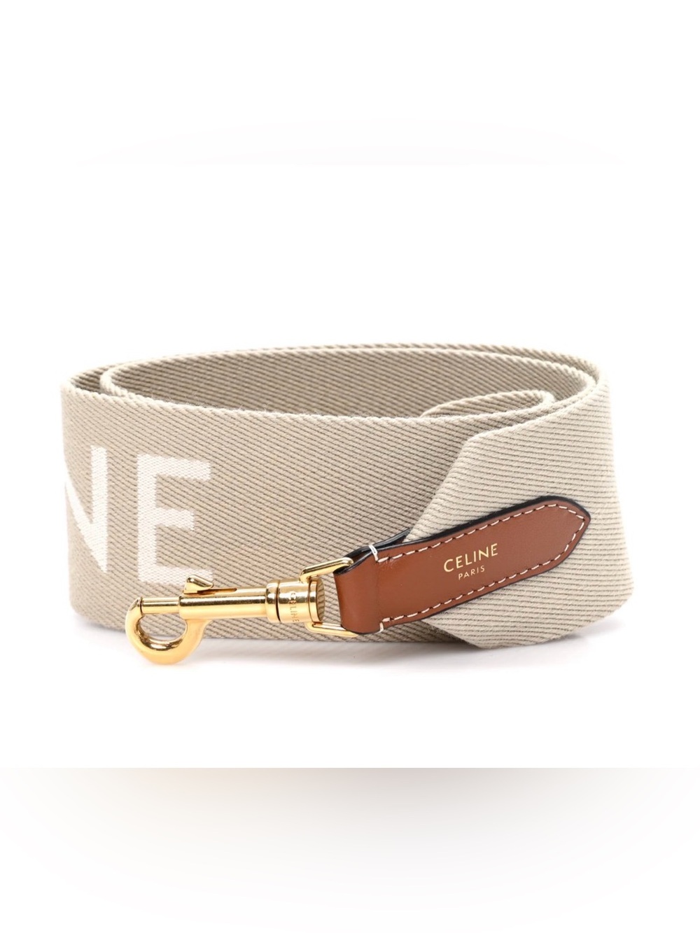 Celine Jacquard Wool Beige Logo Short Handbag Strap NWT